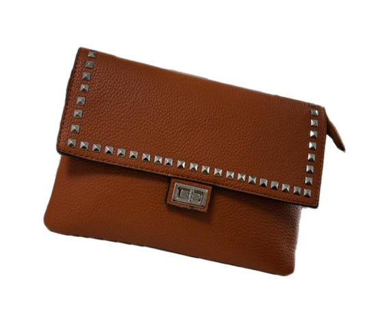 Pochette a busta in eco pelle color nocciola