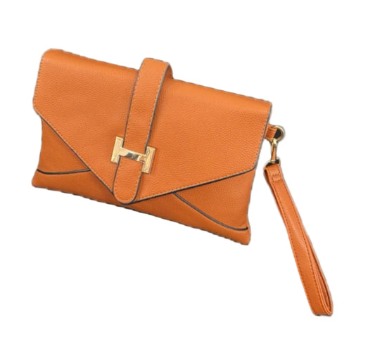 Pochette a busta eco pelle modello Hermès color cognac