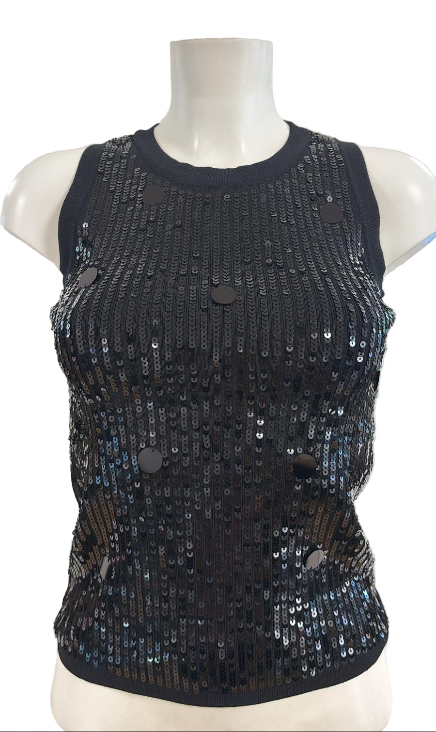 Canotta con paillettes elasticizzata