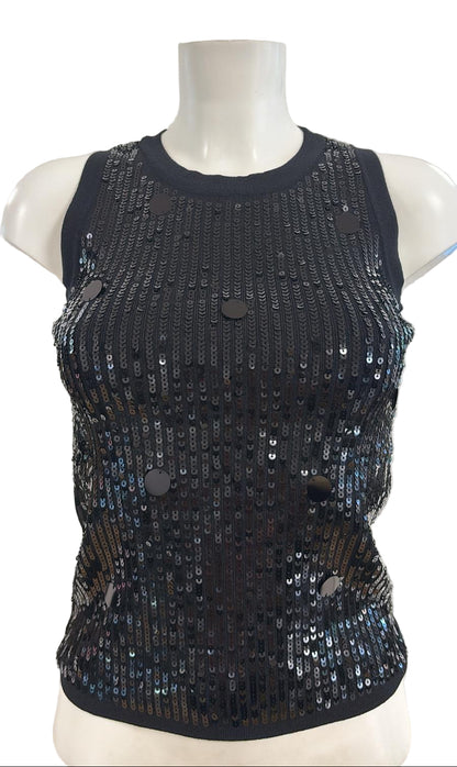 Canotta con paillettes elasticizzata