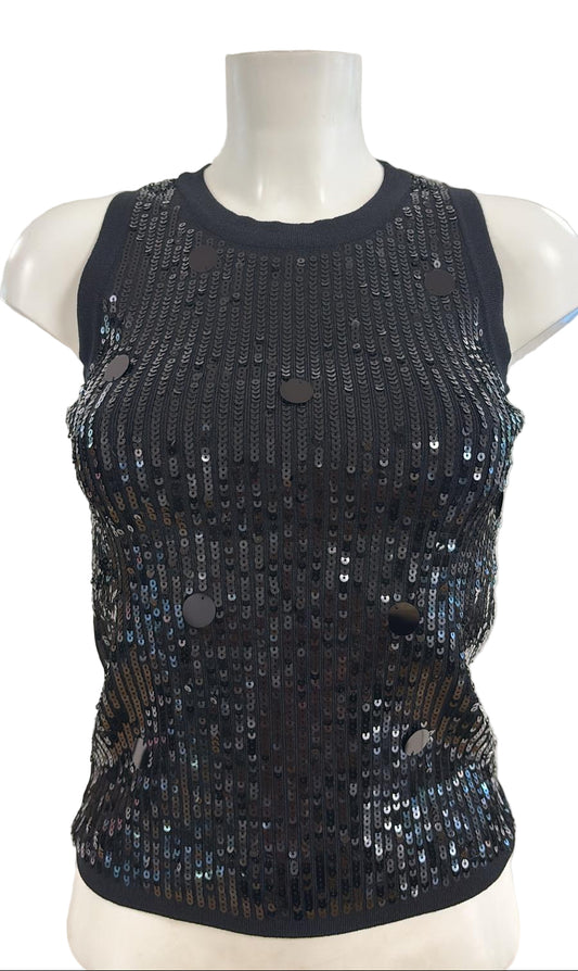 Canotta con paillettes elasticizzata