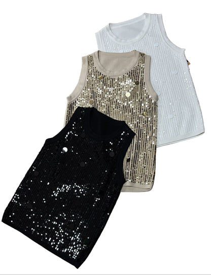 Canotta con paillettes elasticizzata
