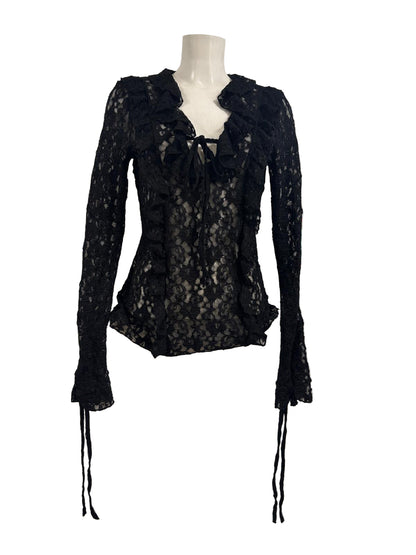 Maglia in pizzo manica lunga
