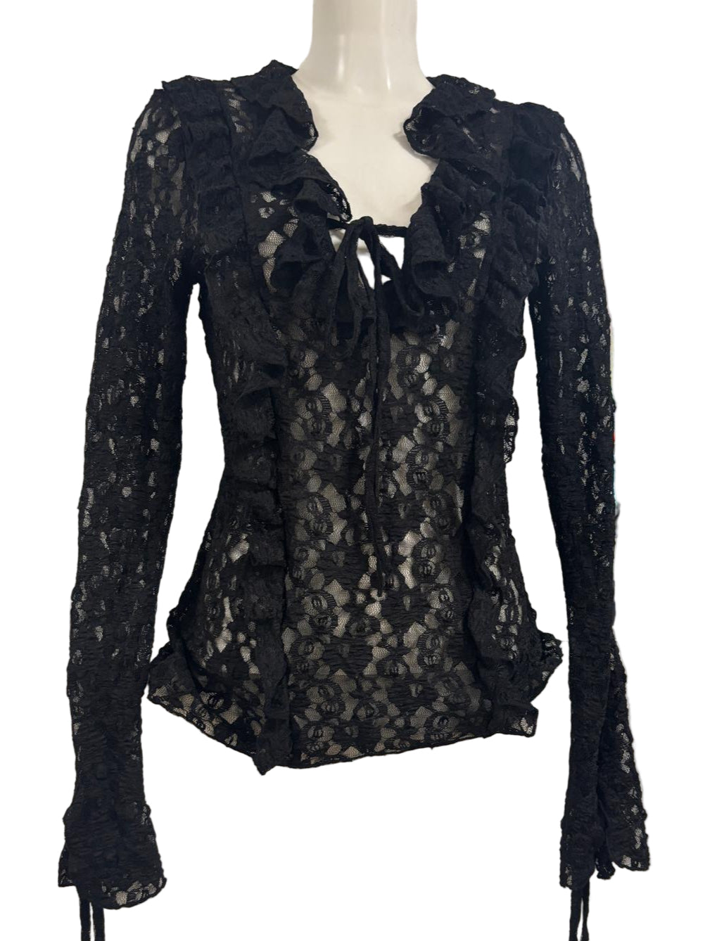 Maglia in pizzo manica lunga