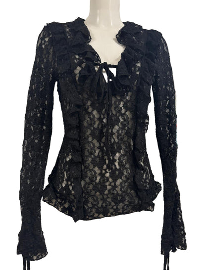 Maglia in pizzo manica lunga