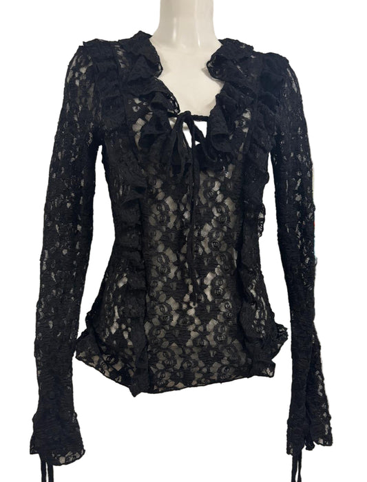 Maglia in pizzo manica lunga