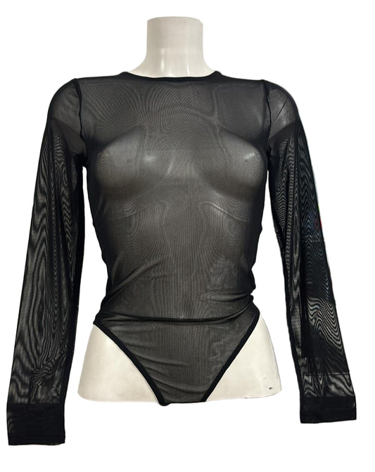 Body in tulle elasticizzato trasparente