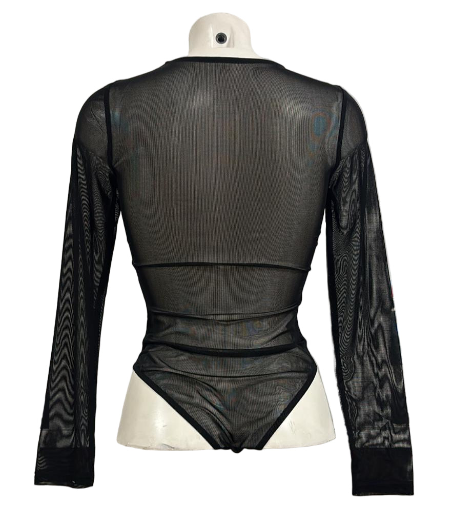 Body in tulle elasticizzato trasparente