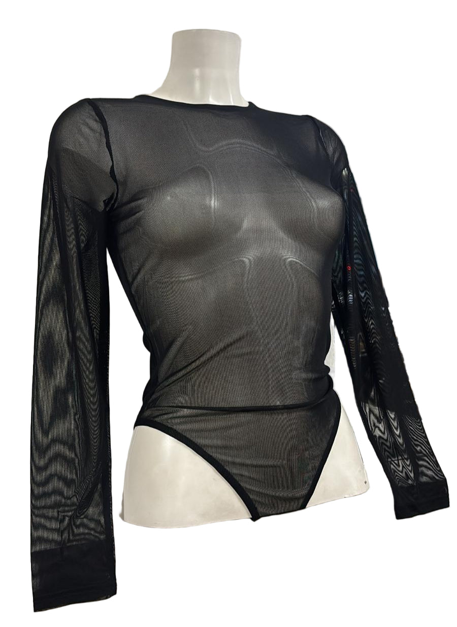 Body in tulle elasticizzato trasparente