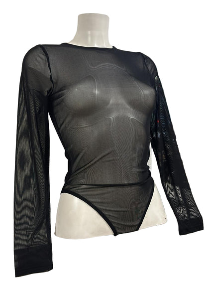 Body in tulle elasticizzato trasparente