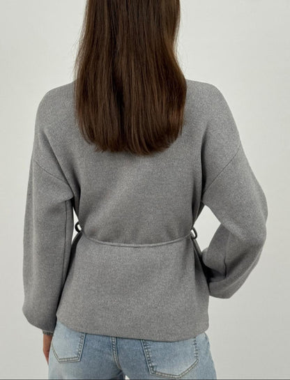 Cardigan in viscosa e lana incrociato