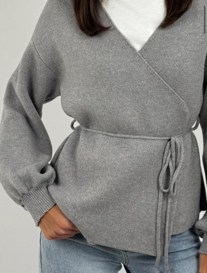 Cardigan in viscosa e lana incrociato