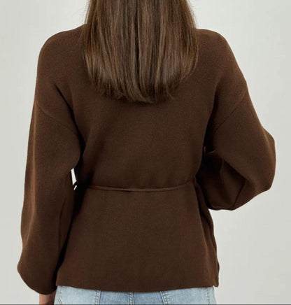 Cardigan in viscosa e lana incrociato