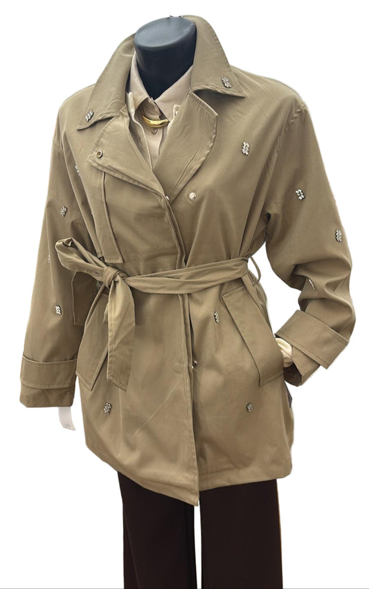 Trench corto con strass