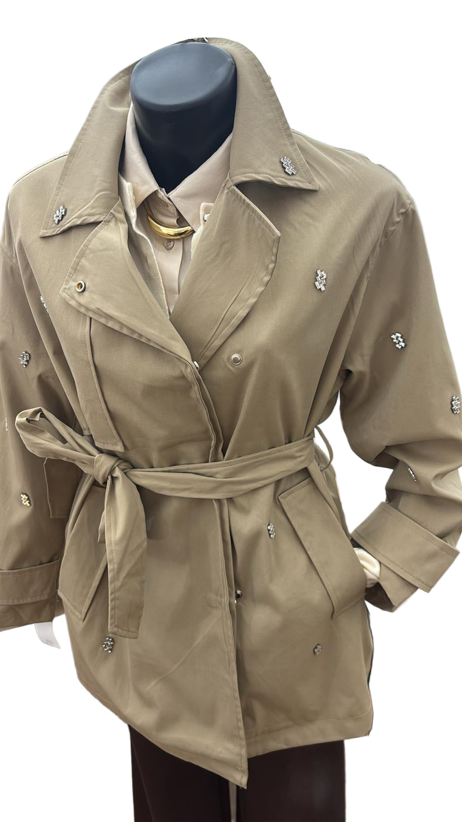 Trench corto con strass
