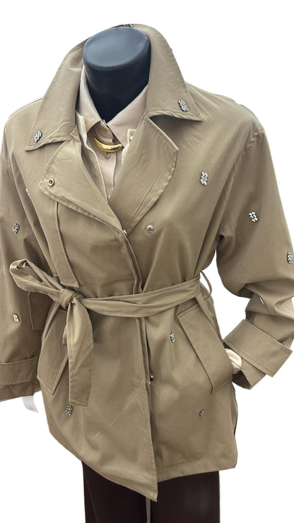 Trench corto con strass