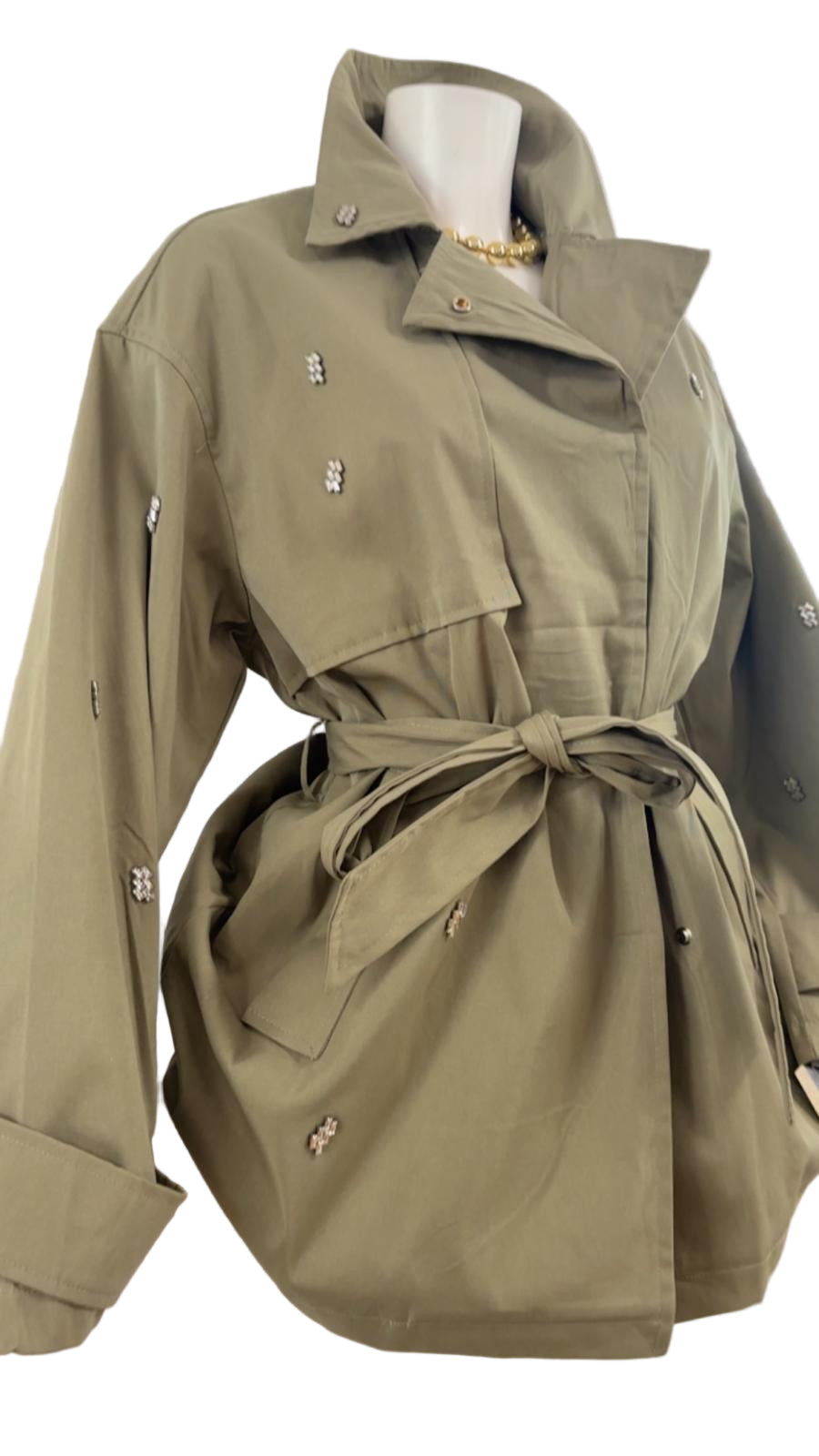 Trench corto con strass