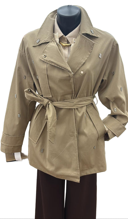 Trench corto con strass