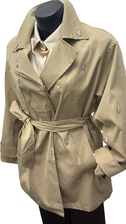Trench corto con strass