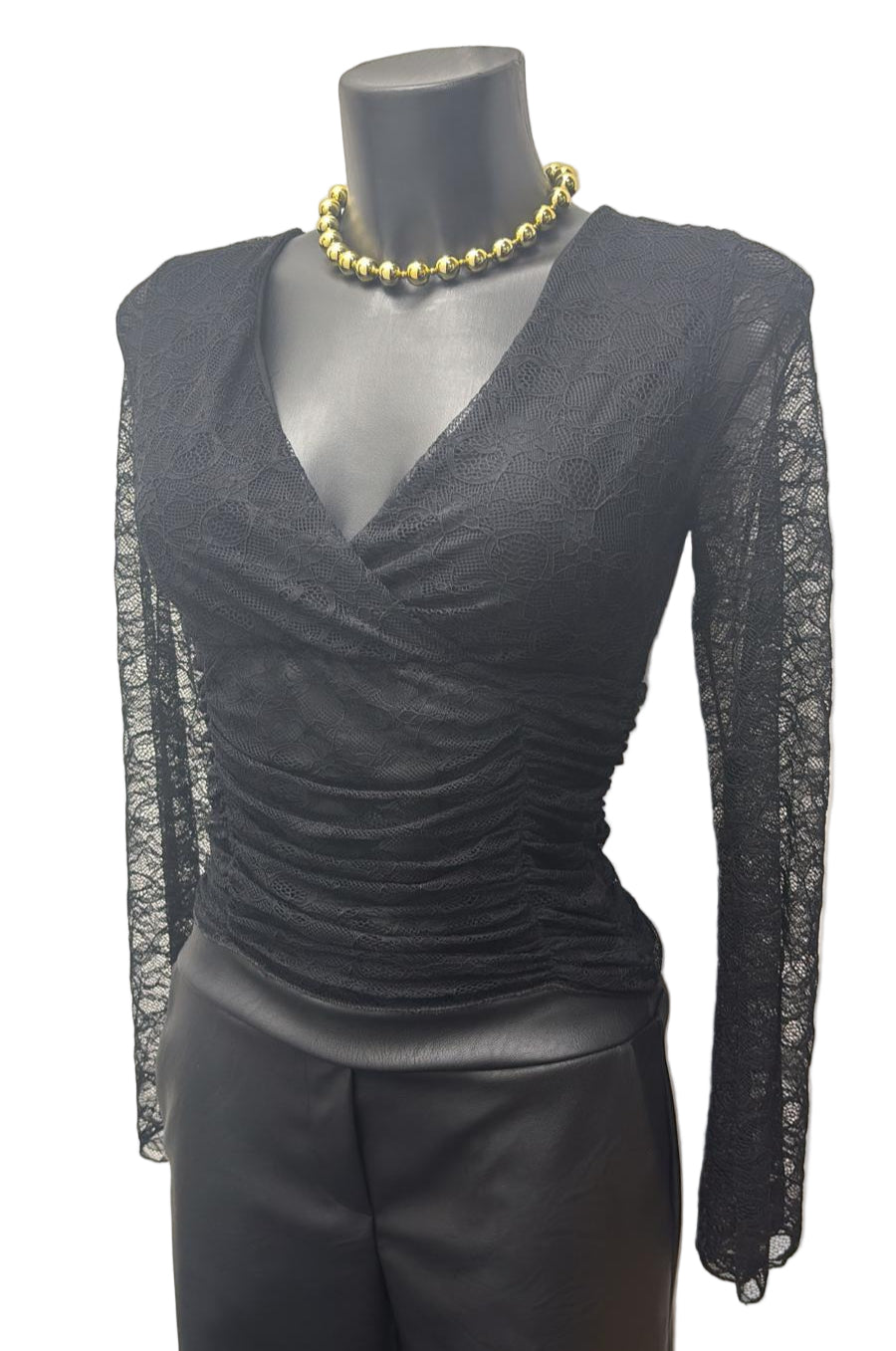 Maglia in pizzo con maniche a campana
