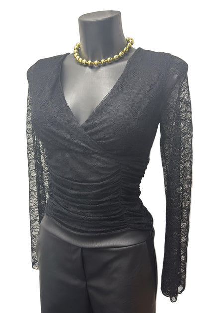 Maglia in pizzo con maniche a campana