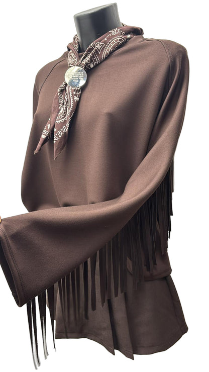 Felpa in viscosa con frange