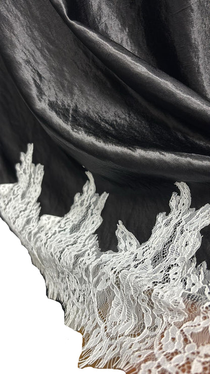 Gonna lunga satin con pizzo