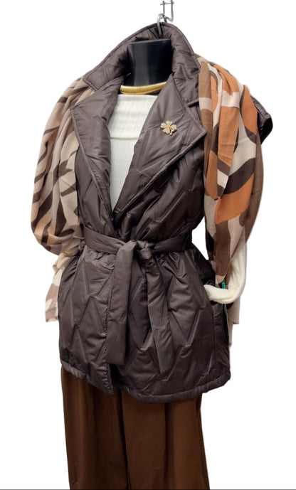 Gilet piumino con cintura