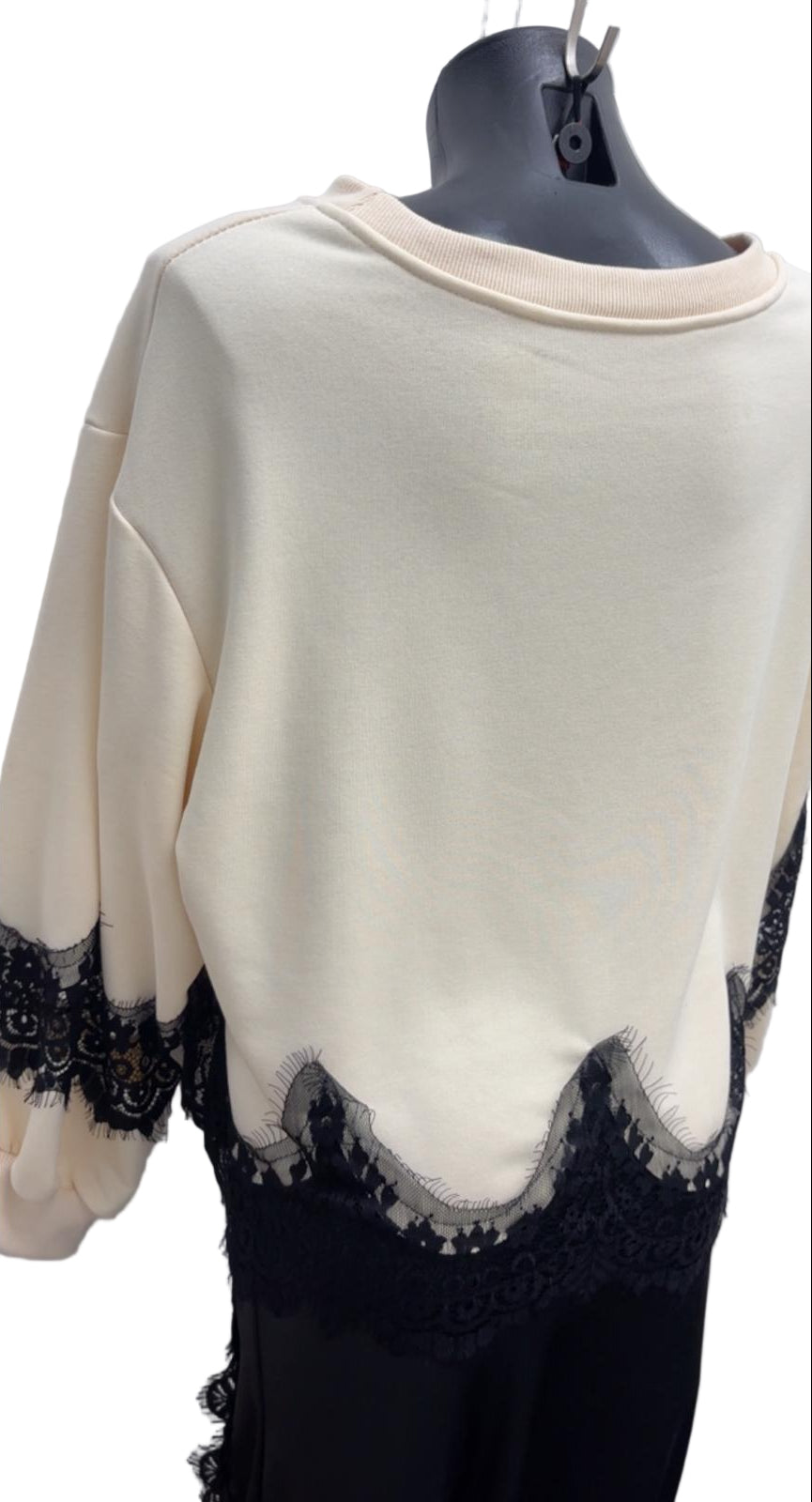 Felpa garzata con pizzo