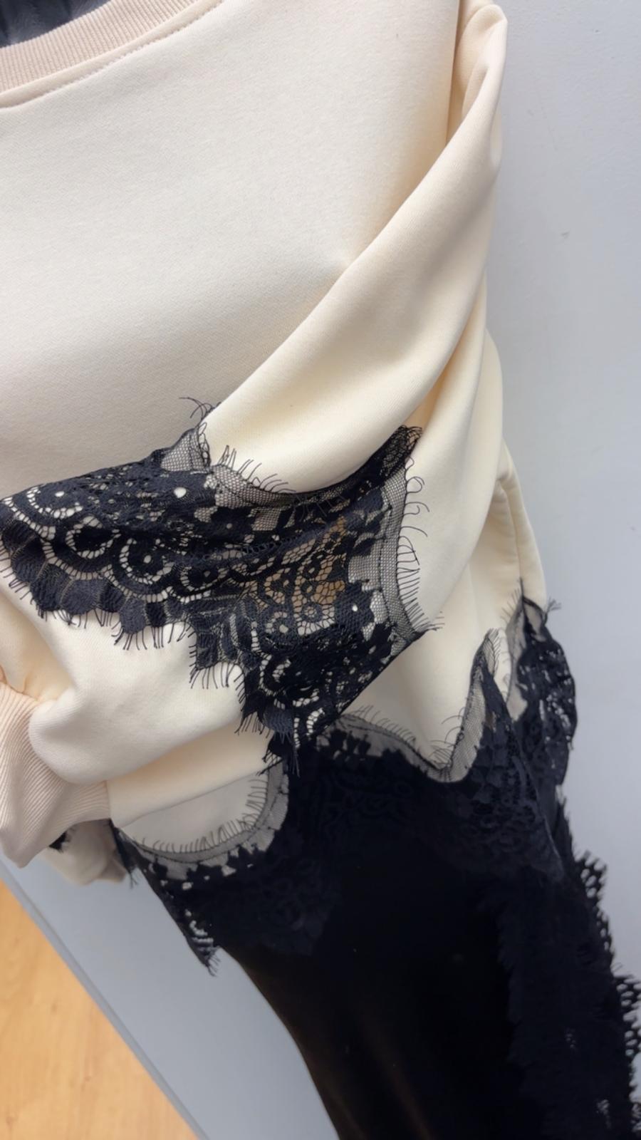 Felpa garzata con pizzo