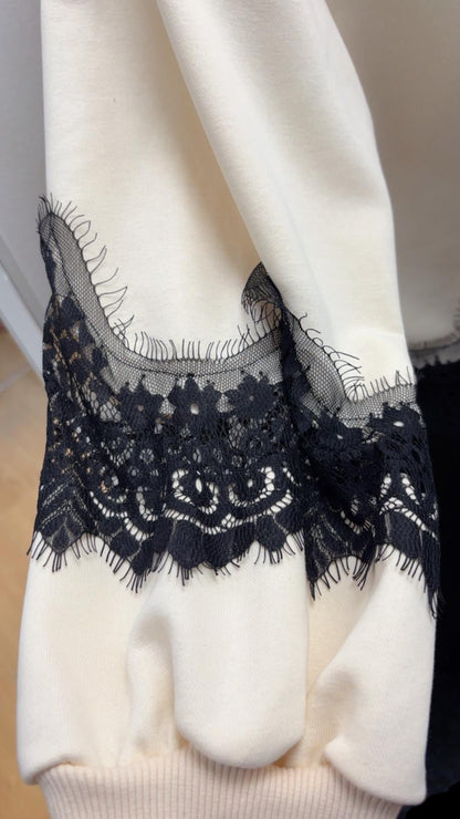 Felpa garzata con pizzo