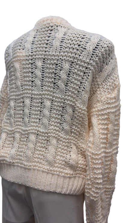 Cardigan in lana con inserti in raso e strass