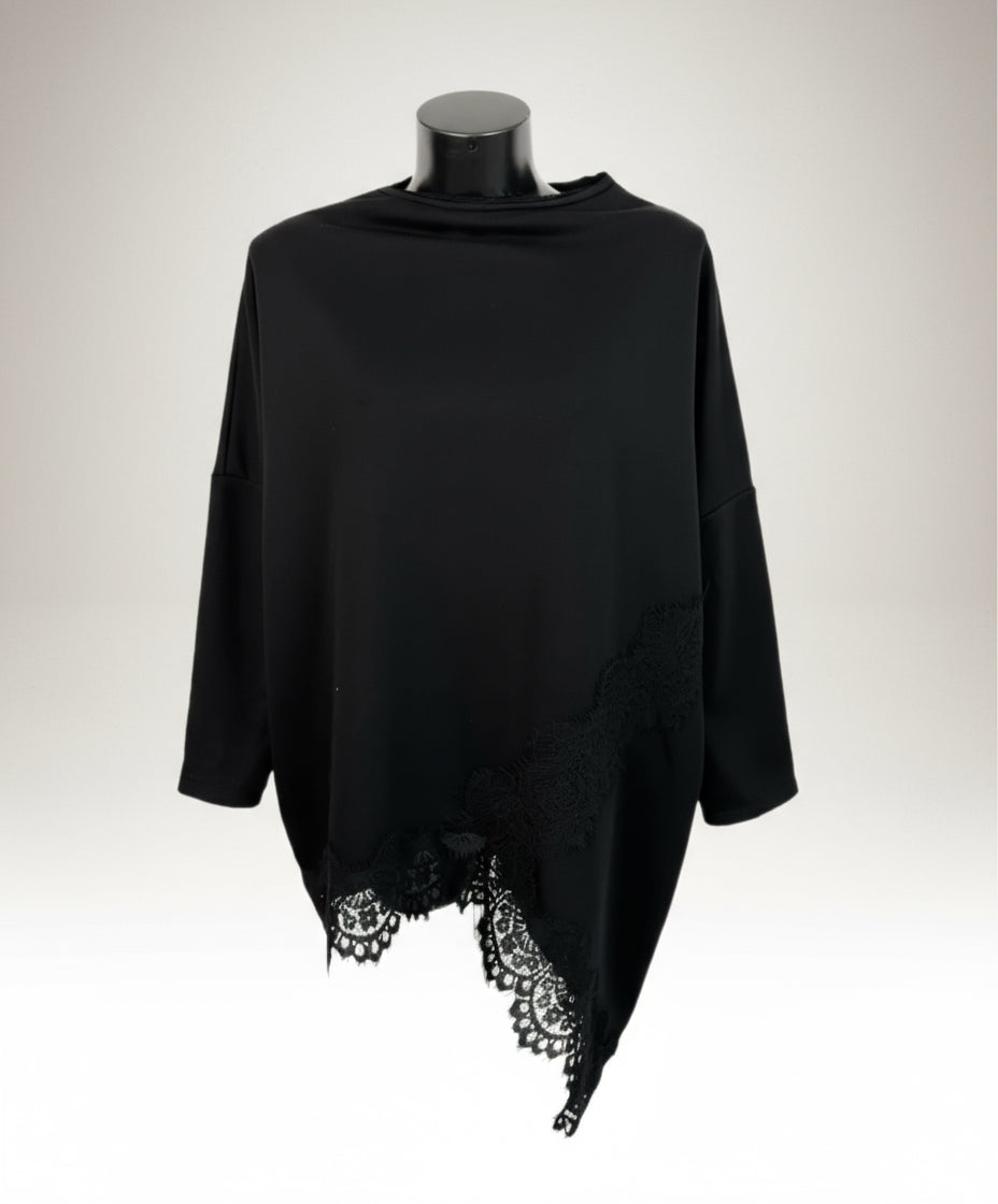 Felpa con profili in pizzo