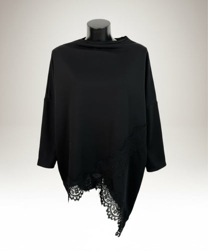 Felpa con profili in pizzo