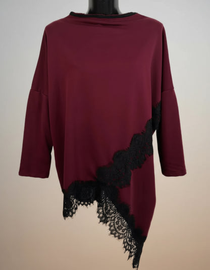 Felpa con profili in pizzo