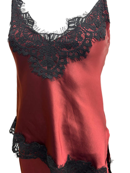 Canotta in raso con pizzo