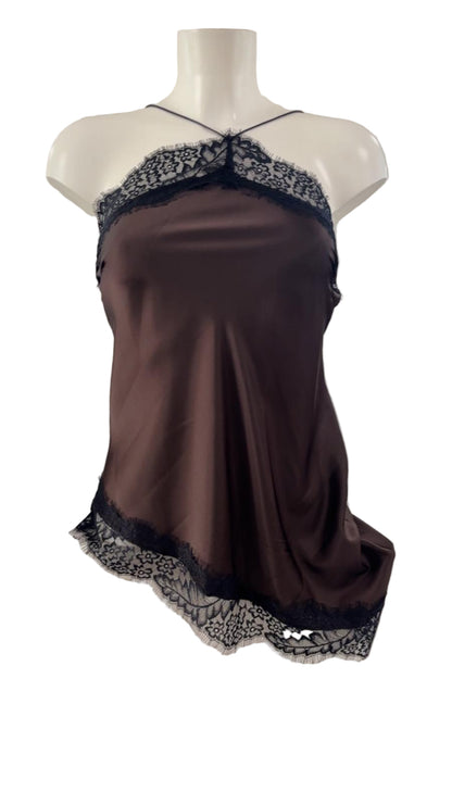 Canotta in raso con pizzo