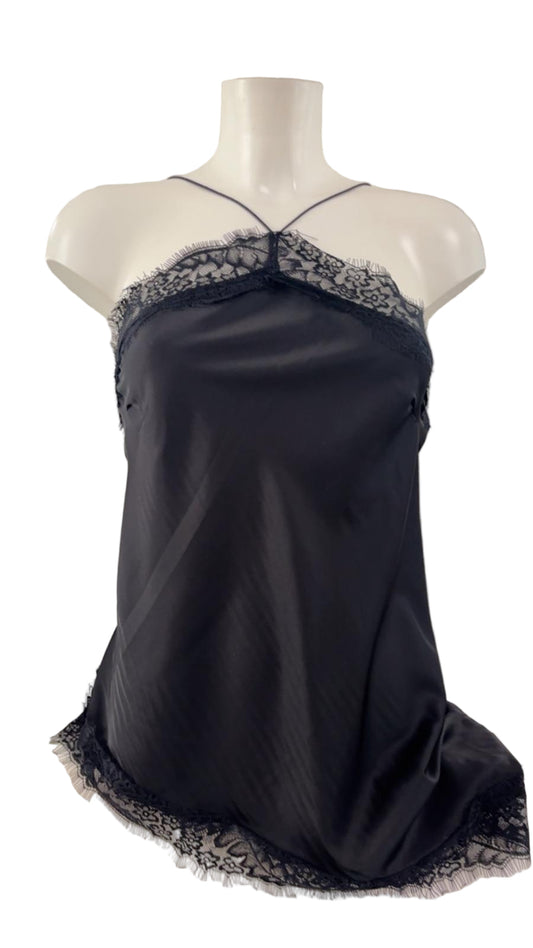 Canotta in raso con pizzo