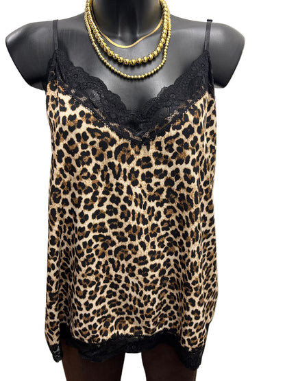 Canotta maculata in raso con pizzo