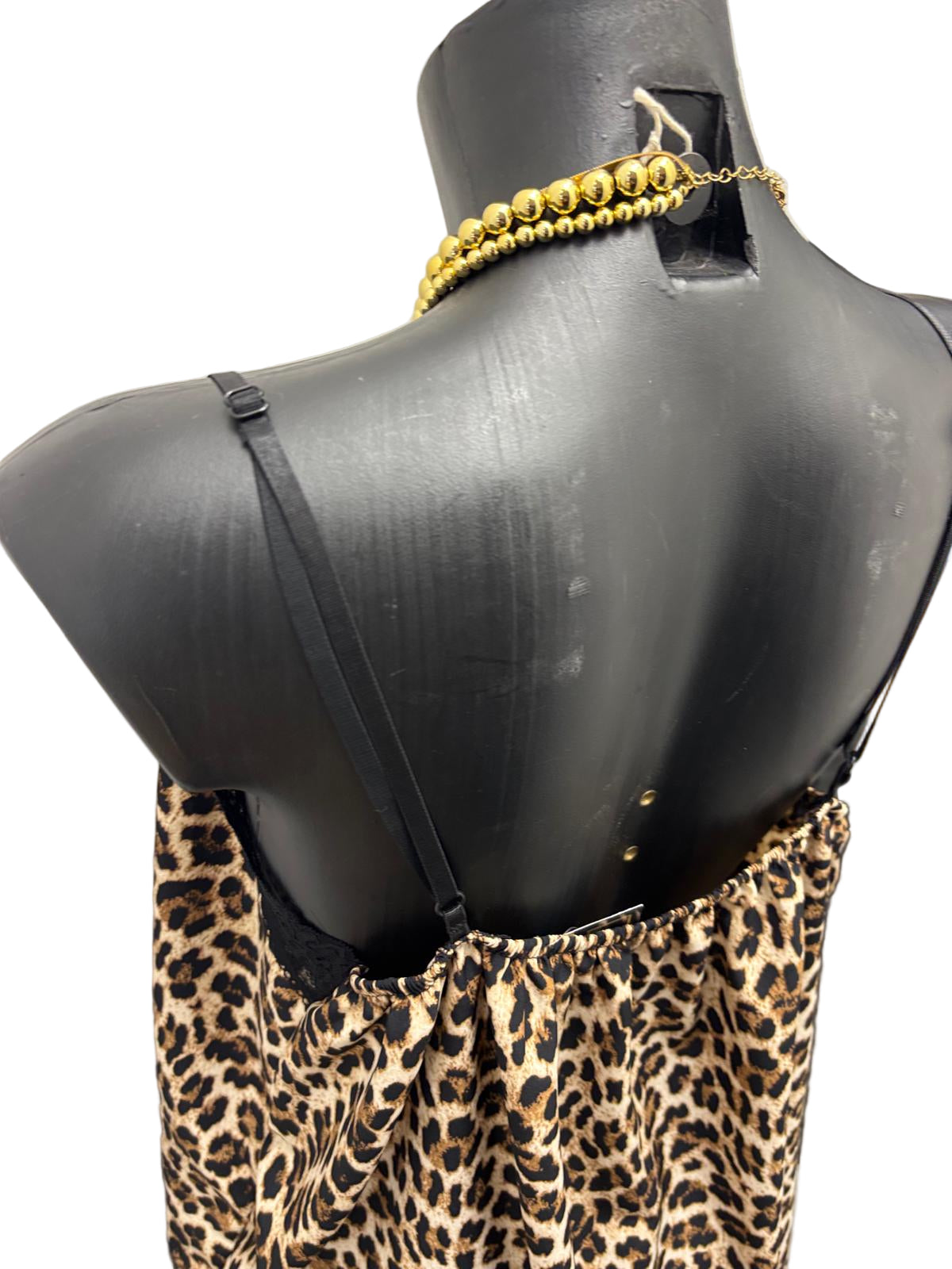 Canotta maculata in raso con pizzo