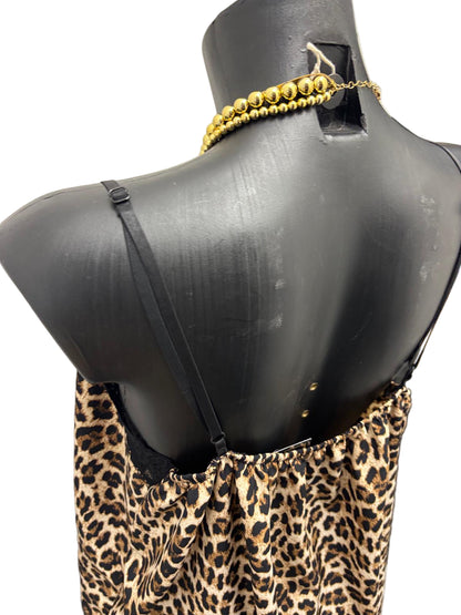 Canotta maculata in raso con pizzo