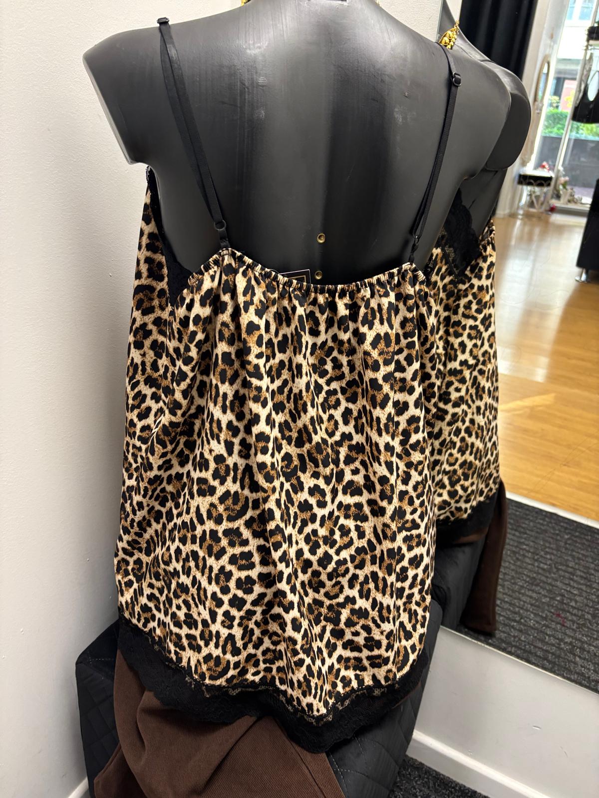 Canotta maculata in raso con pizzo