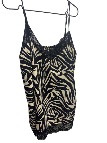 Canotta zebrata in raso con pizzo