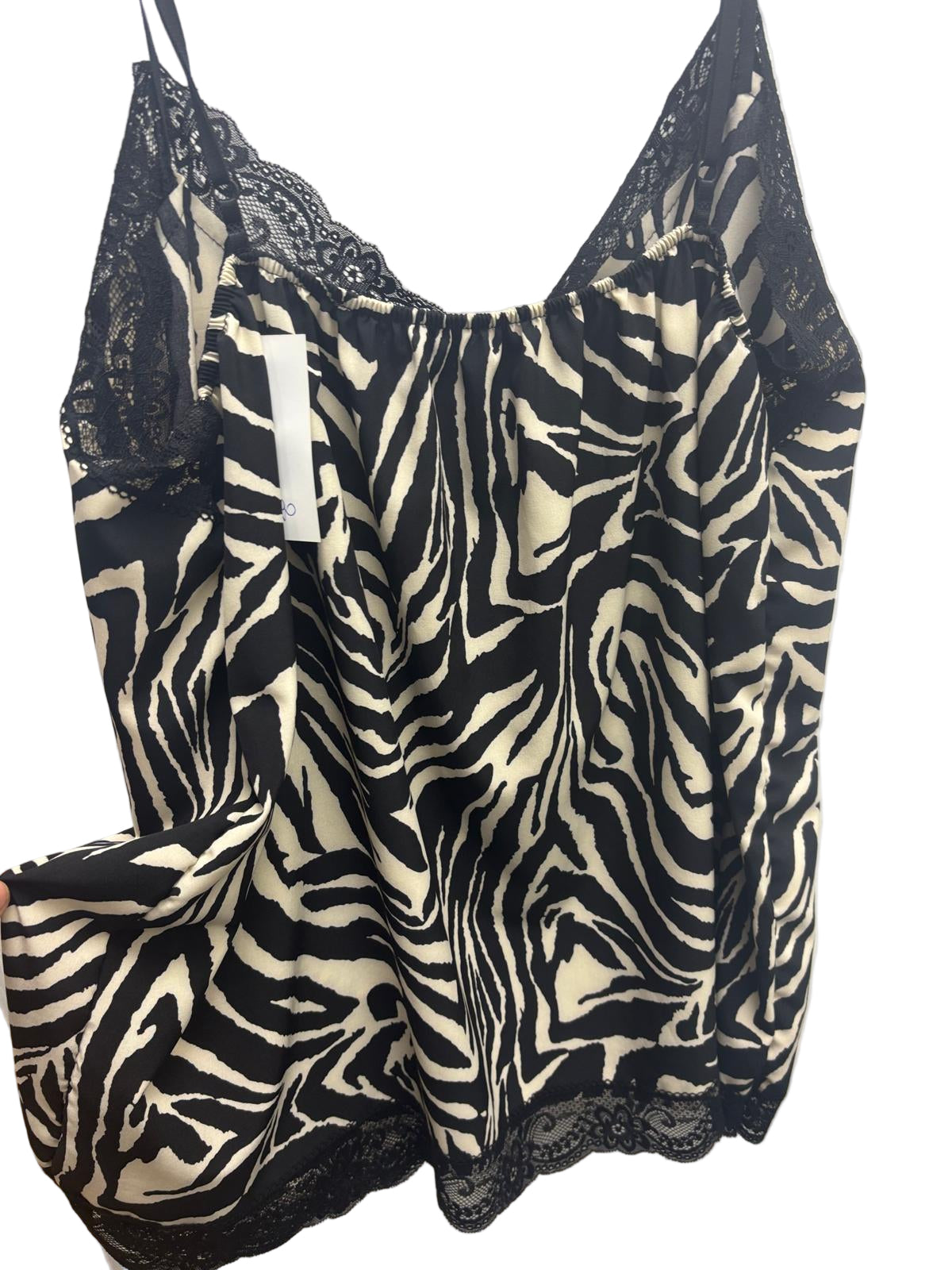 Canotta zebrata in raso con pizzo