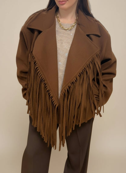 Giacca in panno con frange
