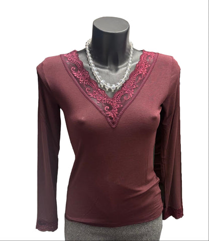 Maglia misto cashmere con pizzo