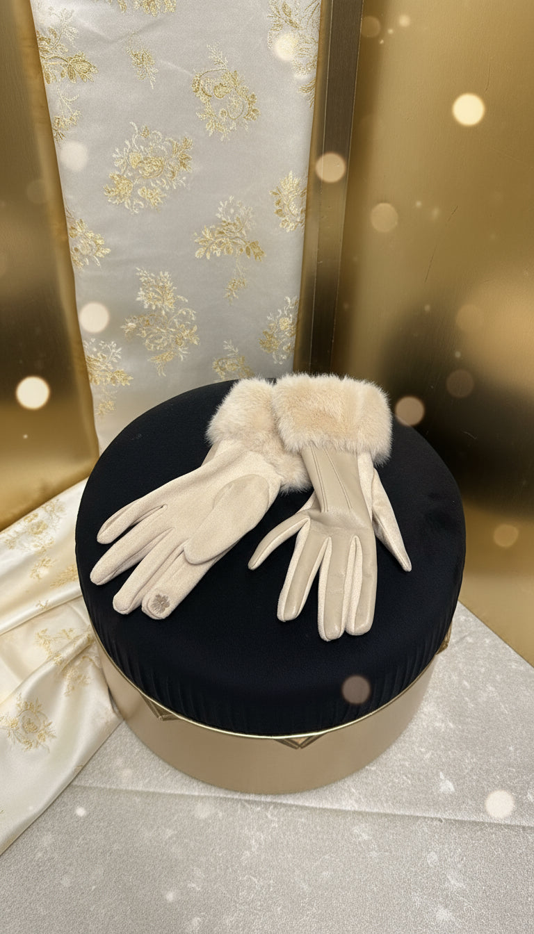 Guanti ecopelle e panno