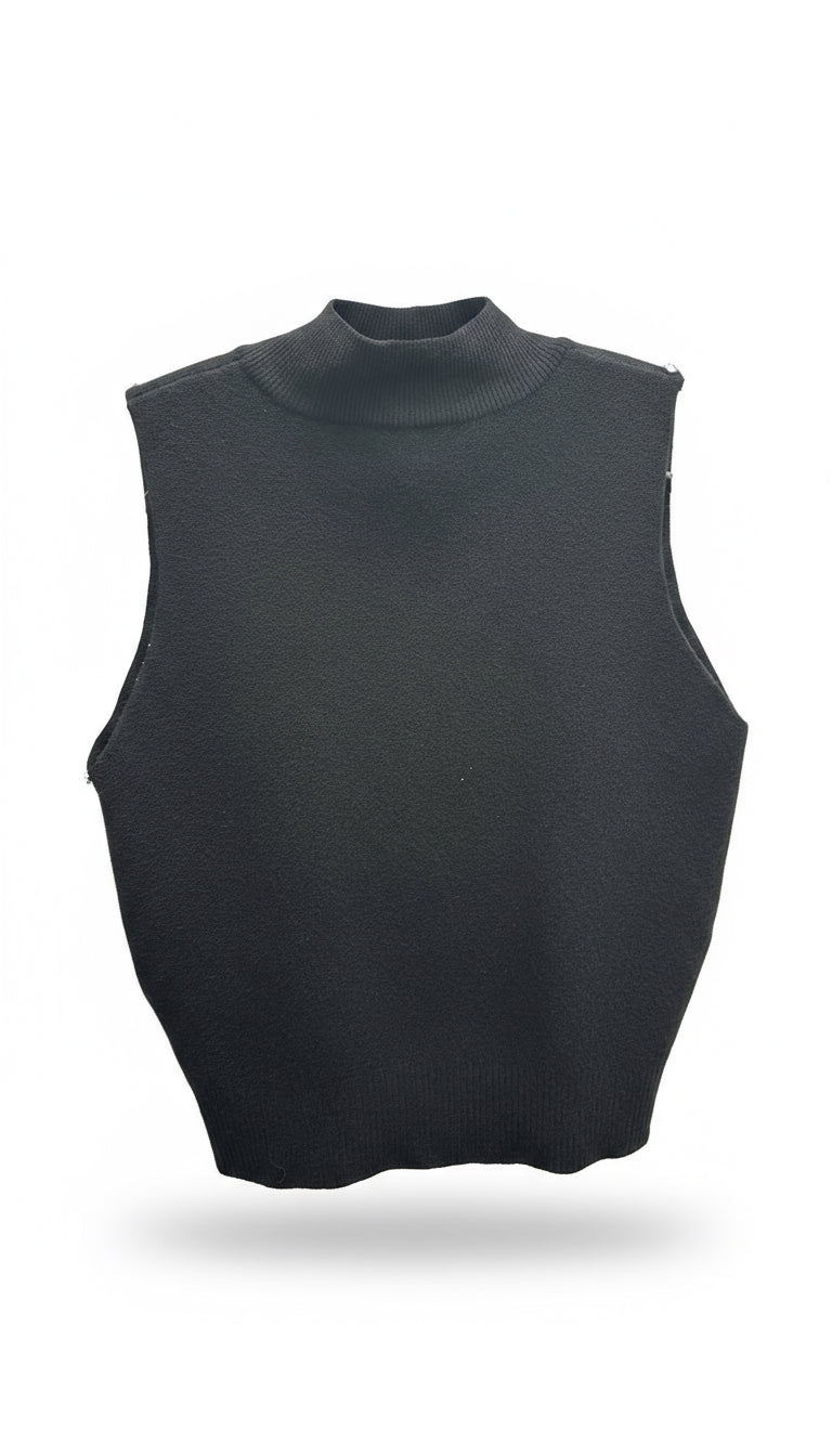 Gilet collo alto con strass