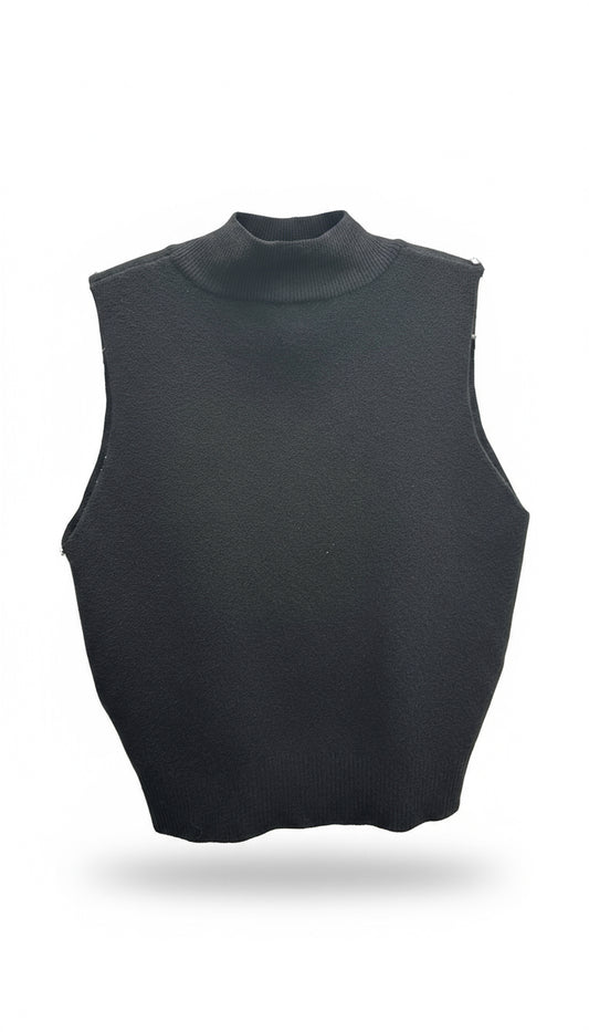 Gilet collo alto con strass