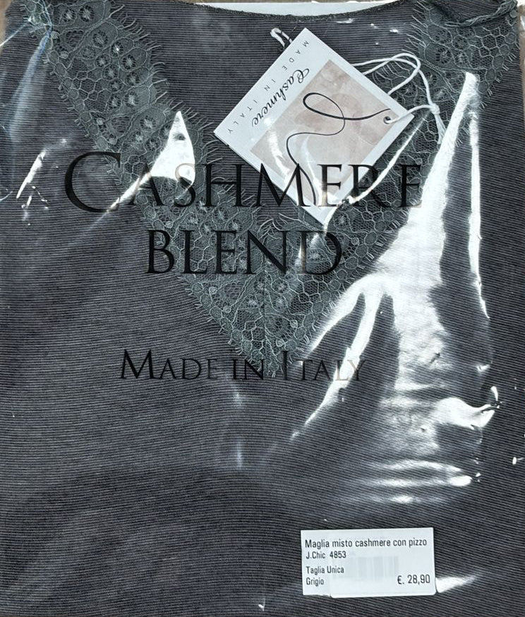 Maglia misto cashmere con pizzo